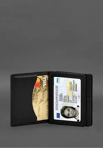 Кожаная обложка для водительского удостоверения, ID и пластиковых карт 2.1 черная - фото 7