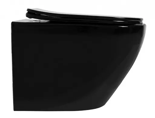 Подвесной унитаз Rea Carlo Mini rimless flat black REA-C8936, Черный - фото 3
