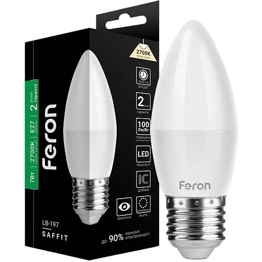 Світлодіодна лампа Feron LB-197  C37 230V 7W  E27 2700K (25807)
