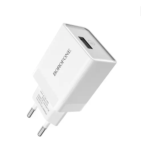 Мережевий зарядний пристрій з кабелем Borofone BA20A Sharp single port charger set(Micro) 10. 5W білий - фото 1