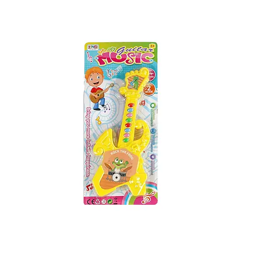 Игрушечная гитара 1011 B-2 — 2 музыкальных режима, 8 кнопок, на батарейках, жёлтая - фото 2