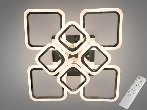 Стильная светодиодная люстра на пульте с димером, 105W, хром - фото 1