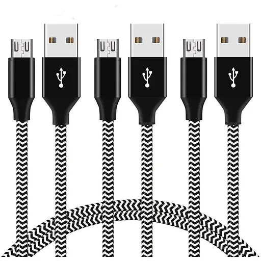 Кабель Meizu Micro USB оплетка усиленная ткань черно-белый