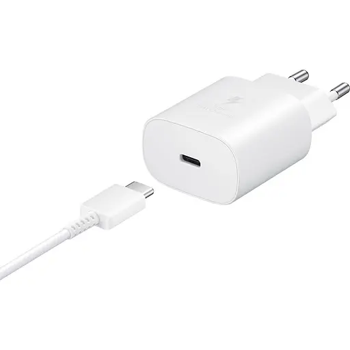 Зарядний пристрій Samsung 25Вт USB-С, кабель USB-C USB-C, 1м, білий (EP-T2510XWEGEU) - фото 3