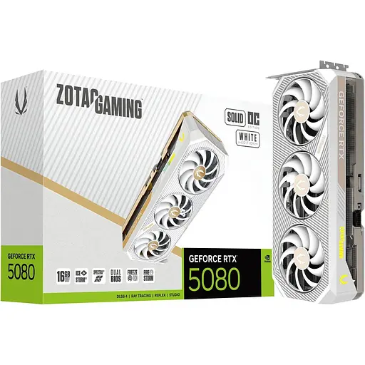 Відеокарта Zotac Gaming GeForce RTX 5080 SOLID OC 16GB White Edition (ZT-B50800Q-10P) EU [143726]