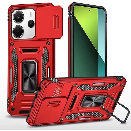Ударостійкий чохол Epik Camshield Army Ring для Xiaomi Redmi Note 14 4G (Int. version) / 14 5G Червоний / Red