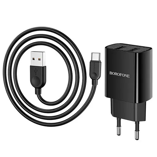 Мережевий зарядний пристрій блок Borofone BA53A 2 x USB 2.1 A з кабелем Type-C - фото 5