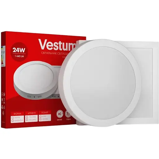 Круглий світлодіодний світильник Vestum накладний 24W 4000K 220V 1-VS-5305 - фото 1