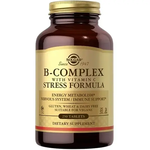 Вітаміни та мінерали Solgar B-Complex with Vitamin C Stress Formula, 250 таблеток