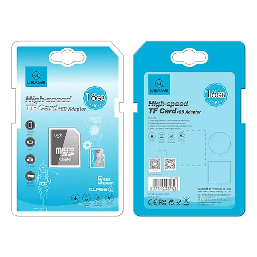 Карта памяти Usams High Speed ​​TF Card 16 GB US-ZB117 (SD Adapter) - фото 2