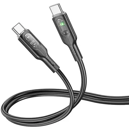 Кабель Hoco U120 Transparent explore 60W intelligent power-off charging data cable C to C Чорний - фото 1