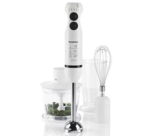 Блендер погружной 3 в 1 SILVER CREST 600W (блендер, миксер, чопер) white - фото 1