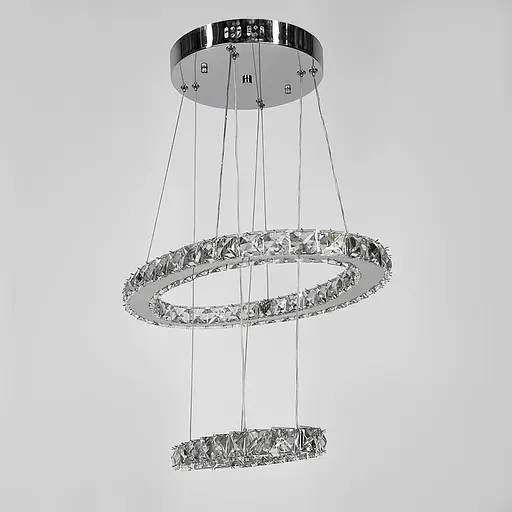 Елегантна кришталева люстра на 2 овальні яруси 50+30 см | Арт. (T) C 8186 (600+400) | Line F - фото 1