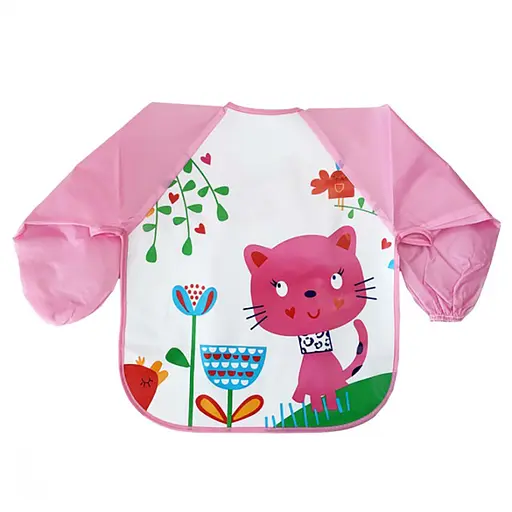 Слинявчик із рукавами "Кошеня" Mega Zayka MGZ-0610-7 клейончастий, на зав'язках - фото 1