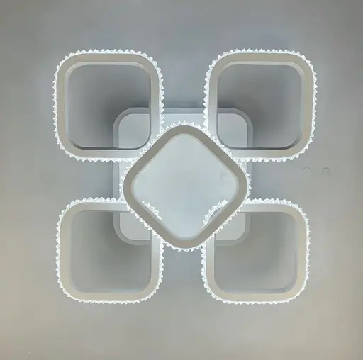 Стельова світлодіодна люстра в корпусі білого кольору з RGB підсвіткою | Арт. A 77073/4+1 RGB WT | Line F - фото 4