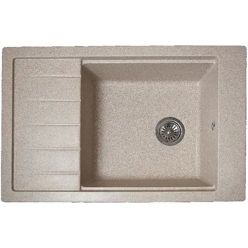 Гранітна кухонна мийка Romzha Patrat 78 Bezhvy (401) з крилом - фото 1