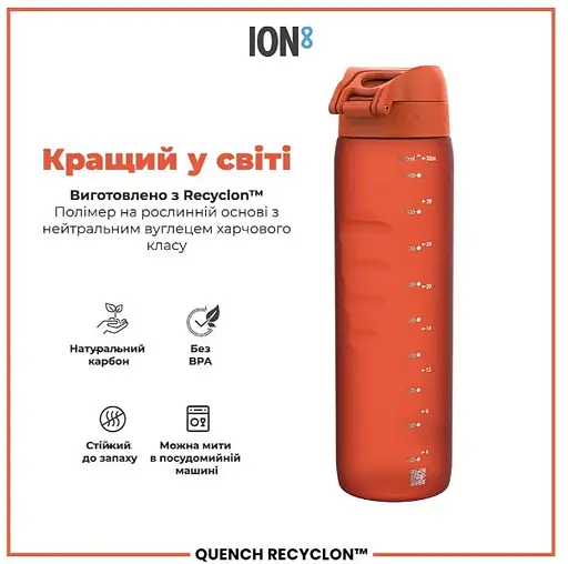 Пляшка для води ION8 1000 мл (ЕКО пляшка) BPA Free Hearty Orange (I8RF1000HORG) - фото 6