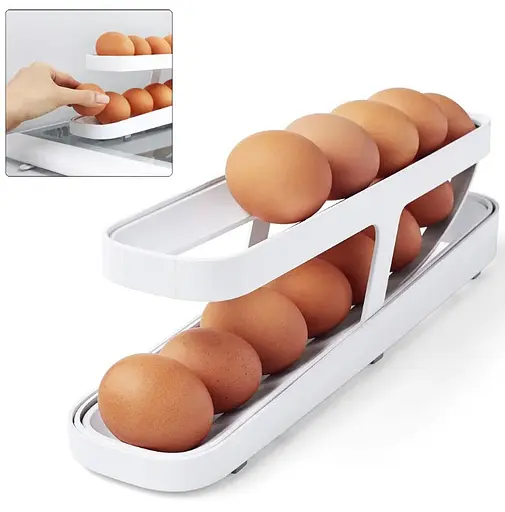 Контейнер для яиц двухъярусный Egg Dispenser R93844 органайзер в холодильник два яруса Белый - фото 3