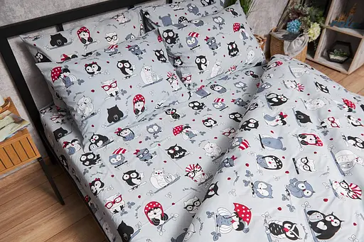 Пододеяльник Moon&Star Бязь Gold Люкс Owls Gray Евро 200x220 см - фото 3