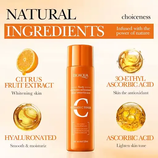 Тонер для обличчя з вітаміном С та гіалуроновою кислотою Bioaqua Vitamin C Toner 120 мл - фото 3