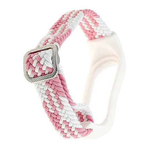 Ремешок Braided Buckle Enhanced Mi Band 3/4/5/6/7 Белый Розовый - фото 2