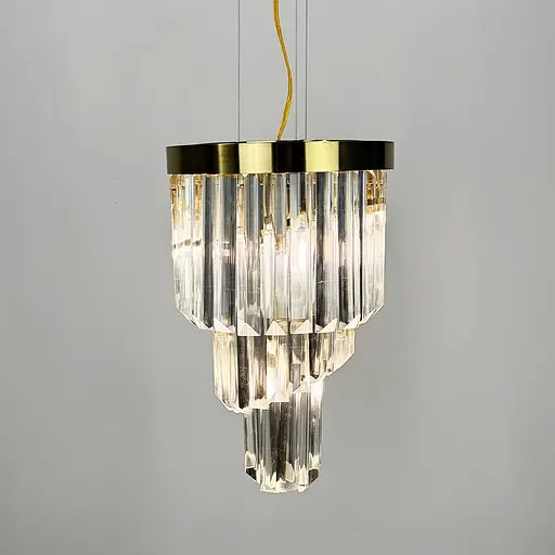 Підвісний світильник у латунному корпусі з кришталевими підвісками Ø 26 см | Line F | Арт. MJ332-260 AB+CL - фото 5