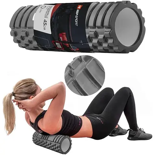 Роллер массажер (валик, ролик) Hop-Sport EVA 45см серый - фото 5