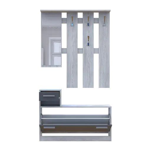 Прихожая Doros Alice Сосна Натти/Графит 1 зеркало 100х25х182.9 (44900365) - фото 4