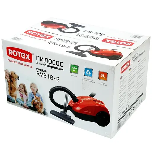 Пилосос з мішком Rotex RVB18-E Red - фото 5