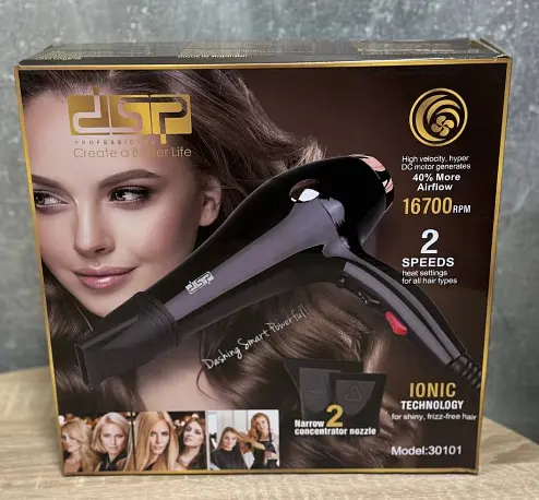 Фен для волос DSP 30101 с насадками 3 режима нагрева 2200Вт Черный - фото 5