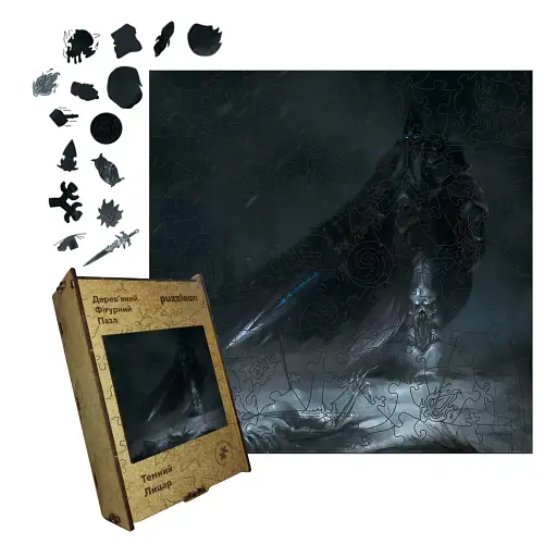 Деревянный фигурный пазл Темный Рыцарь, А3, Деревянная коробка 200 элементов