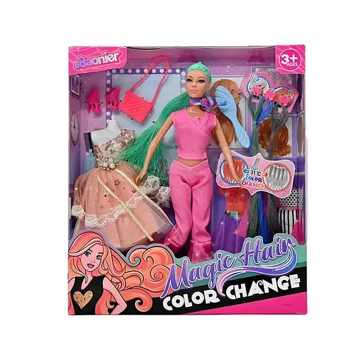 Кукла на шарнирах, 30 см, меняет цвет волос, 3 съемные пряди, платье, аксессуары