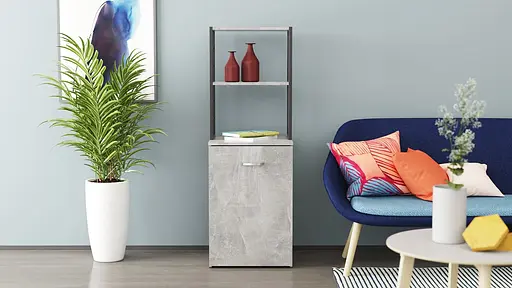 Стіл-тумба трансформер Смарт 4/1 з етажеркою Ferrum-decor 1430x1450x500 Чорний метал ДСП Бетон 16 мм (FRD-105129) - фото 7