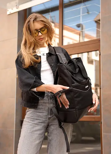 Женская сумка-рюкзак Sambag Cargo черный оксфорд 45 х 31 х 15 см (93541165) - фото 4