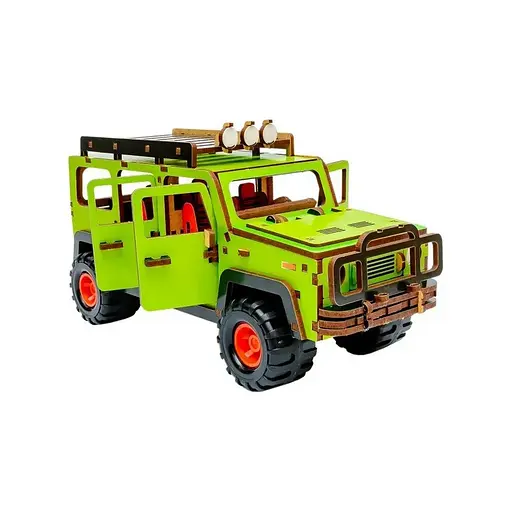 Деревянный 3D конструктор Внедорожник PuzzleOk Puz-00951 123 детали - фото 5