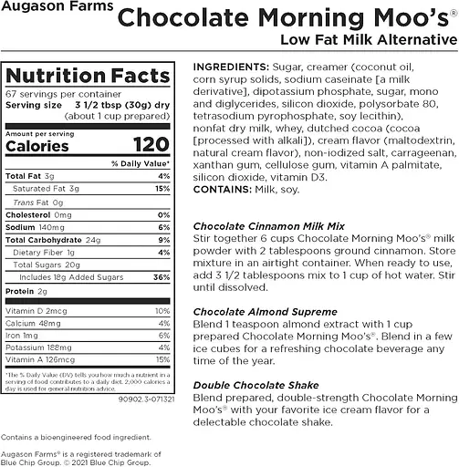 Соєве шоколадне молоко нежирне сублімоване з великим терміном придатності до 20 років Augason farms, 67 порцій (101102) - фото 3