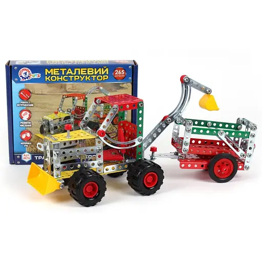 Конструктор металлический ТехноК Трактор с прицепом 265 деталей 4876TXK - фото 1