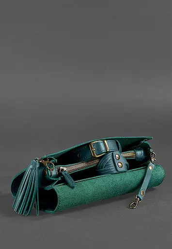 Шкіряна жіноча сумка Еліс зелена - фото 7