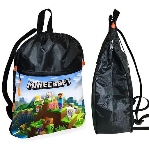 Рюкзак-мешок для обуви,спортивной формы Майнкрафт "Minecraft" детская сумка для сменки с расширителем (01279)