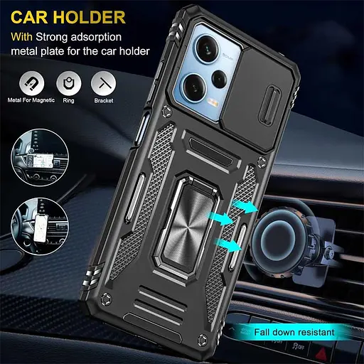 Чохол ударостійкий Epik Camshield Army Ring для Xiaomi Redmi 12/Poco M6 Pro 5G Чорний/Black - фото 4