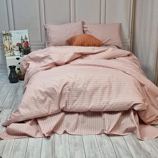 Постільна білизна MERISET Рожева Бязь страйп Сімейна 560626-4 - фото 2