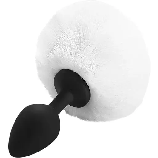 Силіконова анальна пробка М Art of Sex Silicone Bunny Tails Butt plug White діаметр 3.5 см