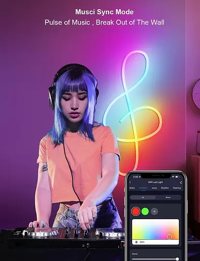 Світлодіодна стрічка LPDISPLAY Neon 3 м, функція DIY RGBIC Light Strip, синхронізація з музикою, працює з Alexa - фото 5