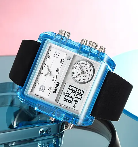Наручний годинник чоловічий 2020BU Blue-Transparent Skmei acs0030386 - фото 4