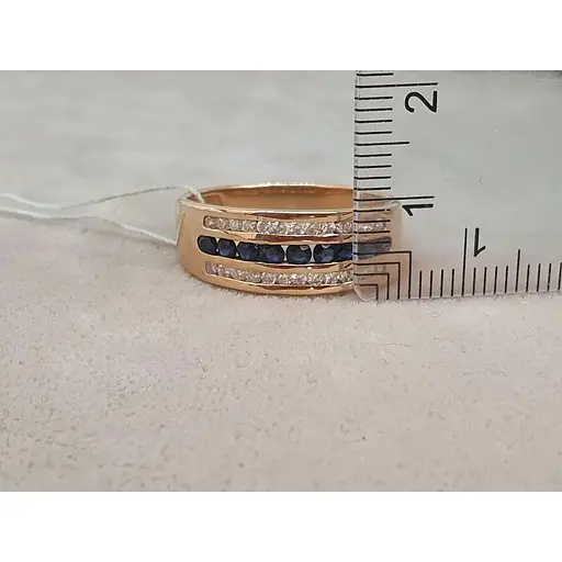 Золотое кольцо с бриллиантами и сапфиром. RS6130K 20 - фото 5