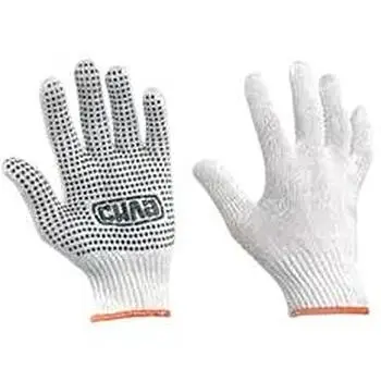 Рукавички Сила Х/Б з ПВХ точкою р10 економ білі + черний ПВХ