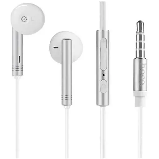 Дротові навушники Hoco M22 Spirited Rhyme with mic, 3.5mm, 1.2m, silver