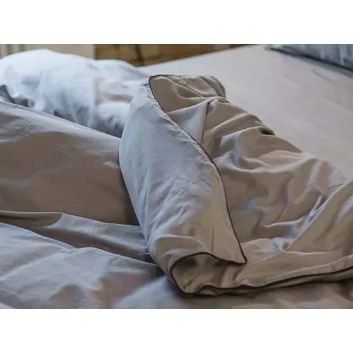 Комплект постільної білизни Ecotton Premium Natural Grey євро сатин вишивка з кантом сірий (25091) - фото 9