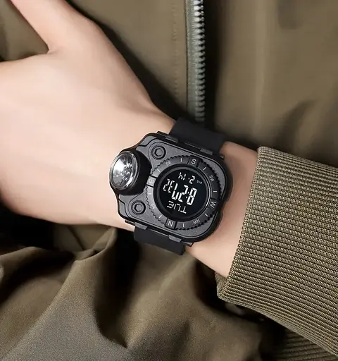 Наручний годинник з ліхтариком Skmei 2187 Black Black, 2187BKBK (18443) - фото 9