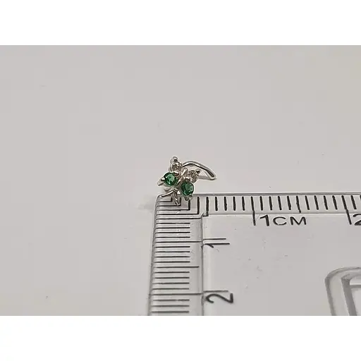 Срібна сережка-пірсинг в ніс Dear. 1041.6С Зелений - фото 4